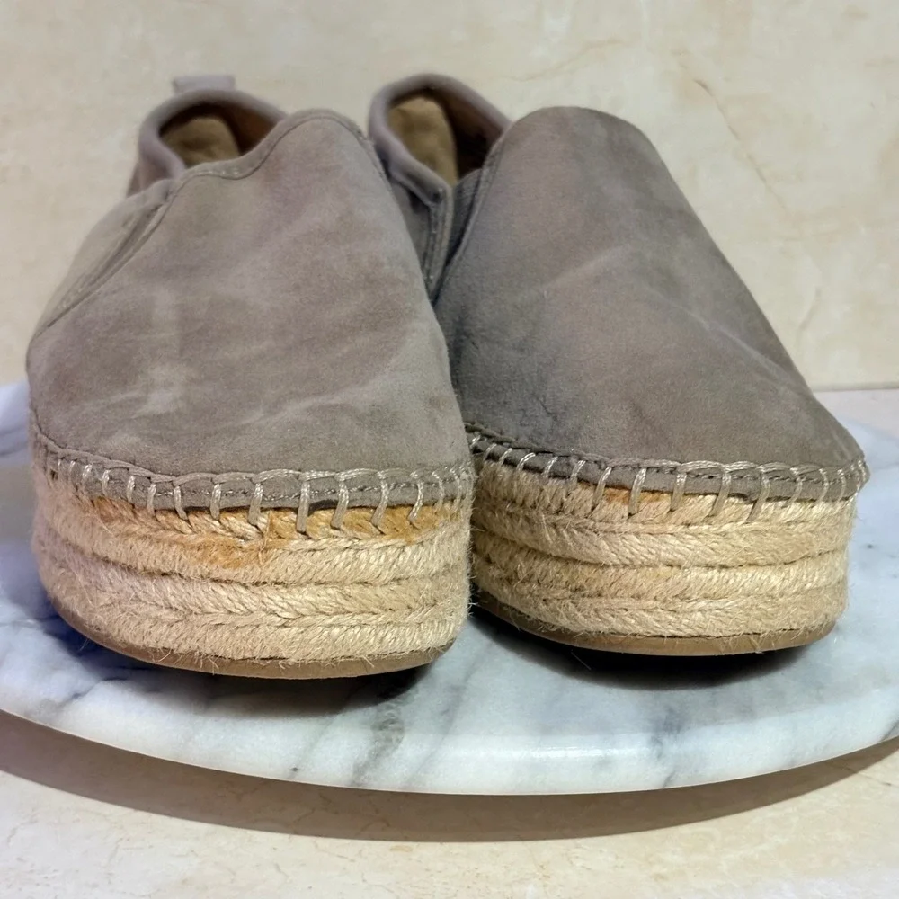 Sam Edelman Carrin Taupe Suede Platform Espadrille Slip On Shoes Womens 8M